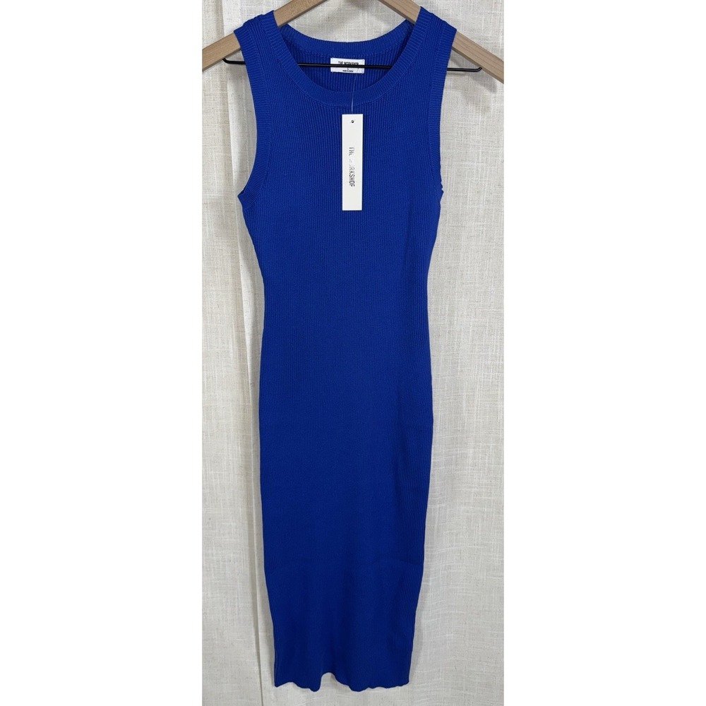 NWT The Workshop Ribbed Sweater Dress Women's L Bodycon‎ Royal Blue Stretch Long